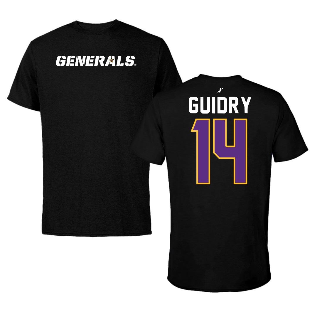 Louisiana State University-Alexandria Baseball Black Performance Tee - #14 Charles Guidry