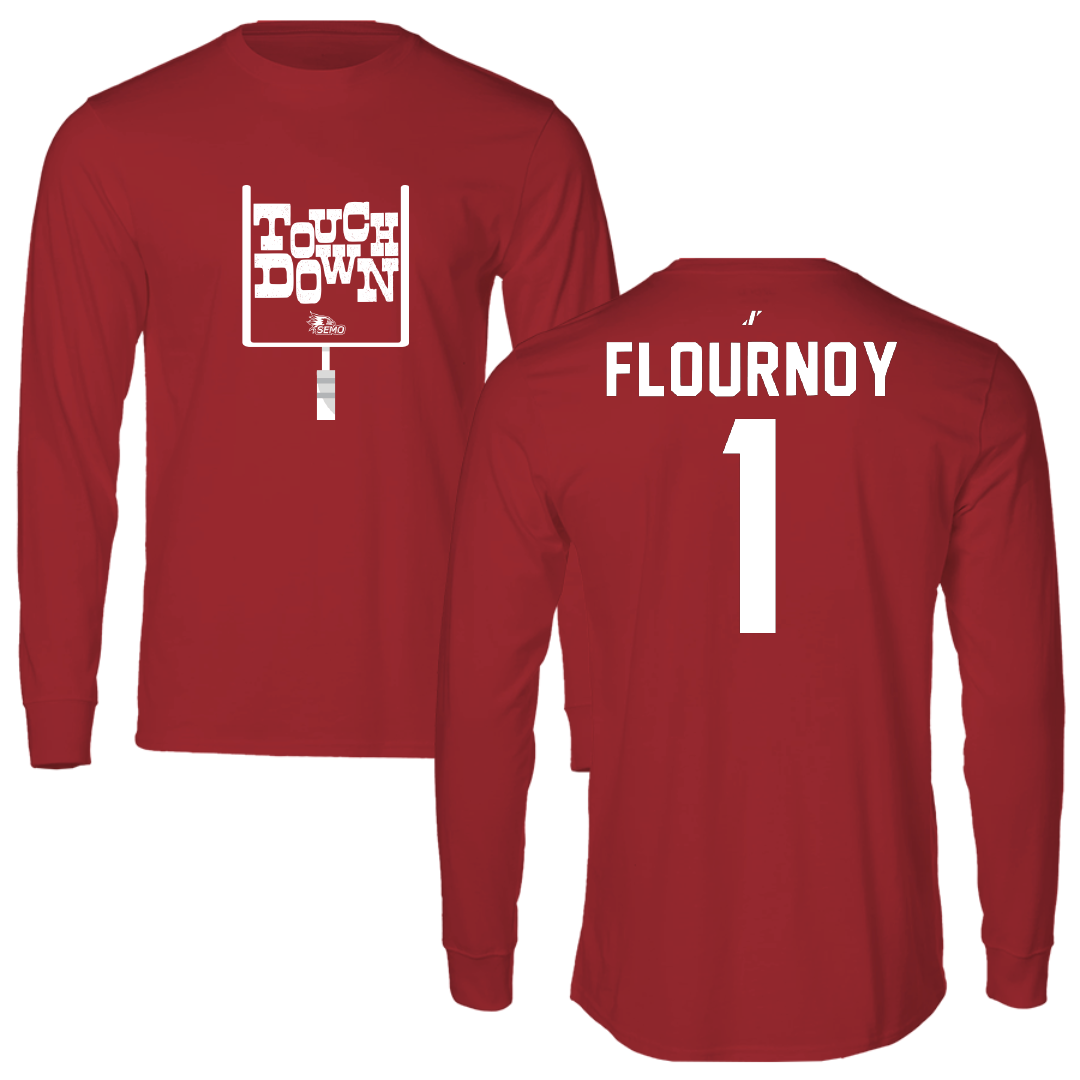 Southeast Missouri State University Football Canvas Red Touchdown Long Sleeve - #1 Ryan Flournoy