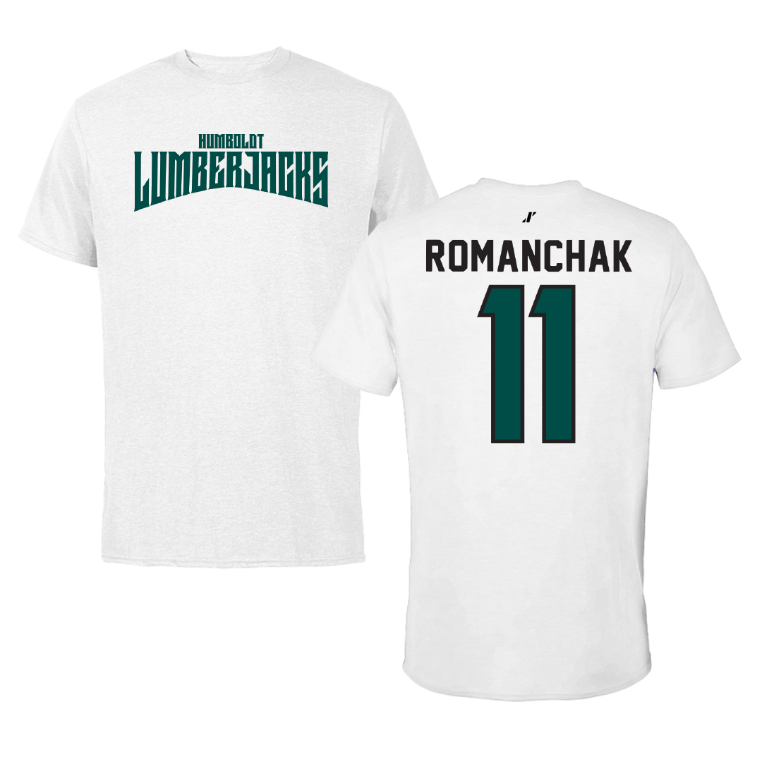 Cal Poly Humboldt Soccer White Classic Tee - #11 Duke Romanchak