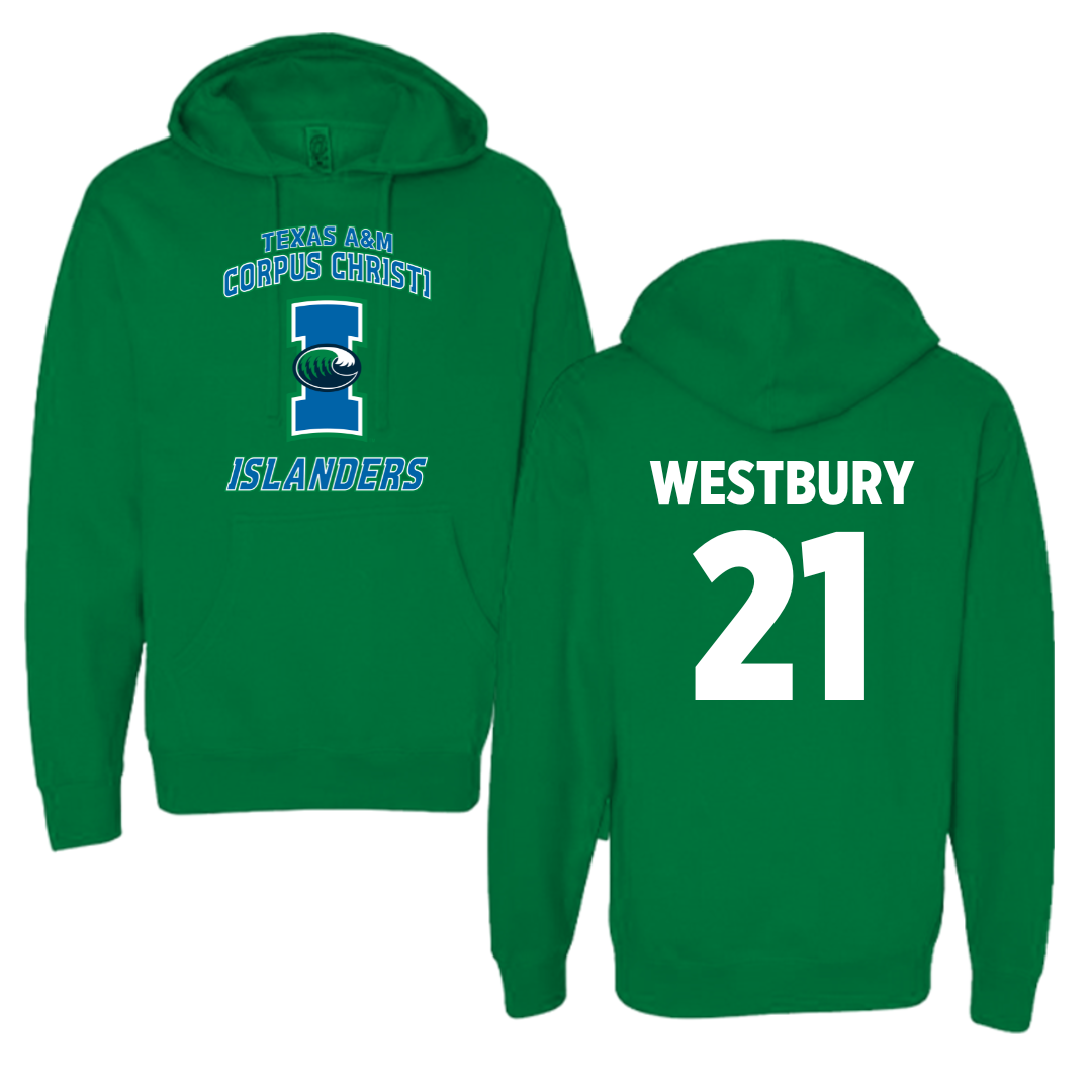 Texas A&M University-Corpus Christi Soccer Green Hoodie - #21 Morgan Westbury