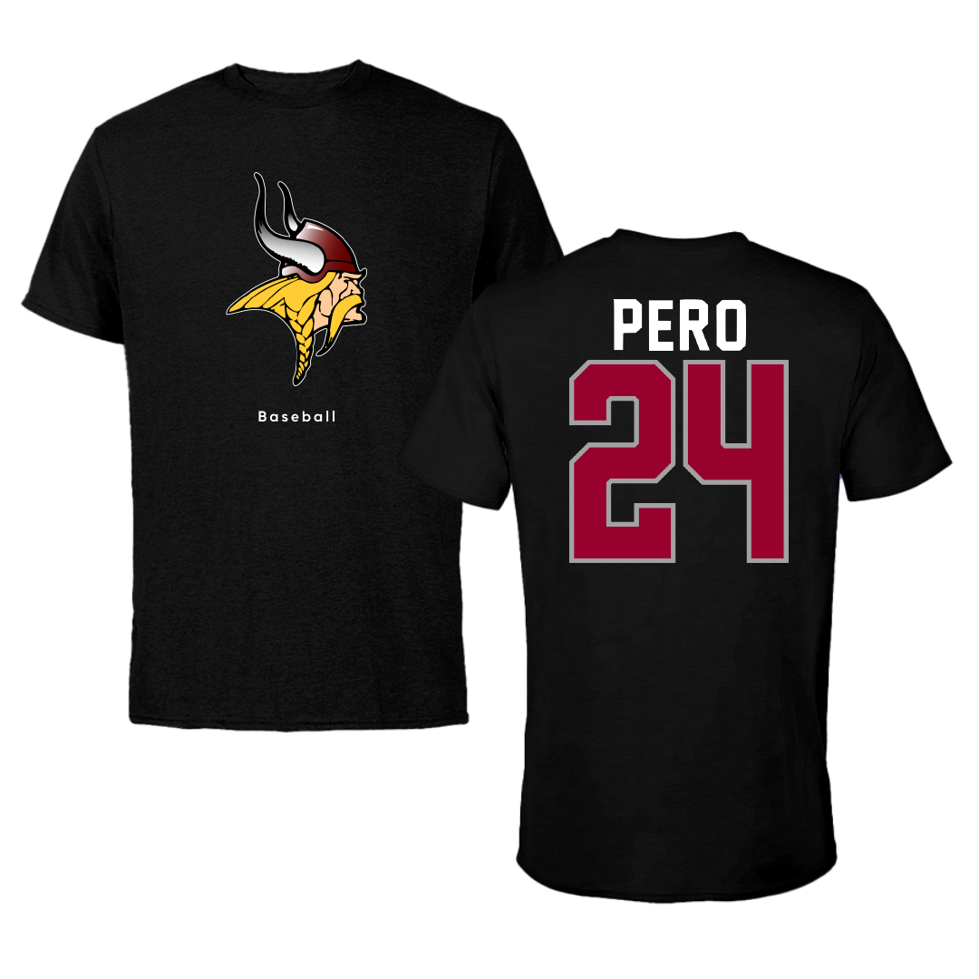 Valley City State University Baseball Black Tee - #24 Cameron Pero