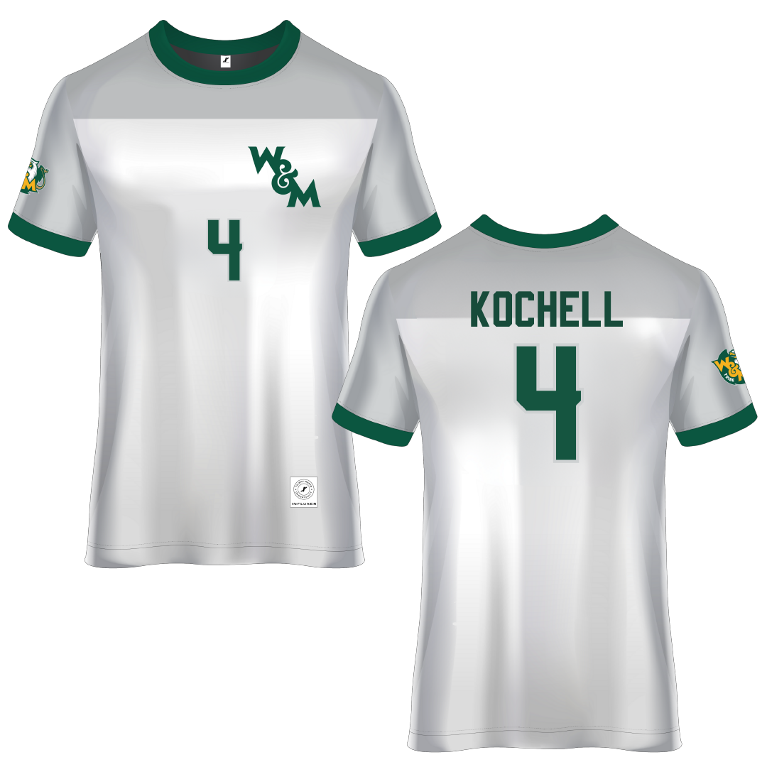 William & Mary White Soccer Jersey - #4 Alex Kochell