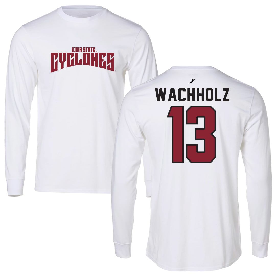 Iowa State University Volleyball White Classic Performance Long Sleeve - #13 Lilly Wachholz