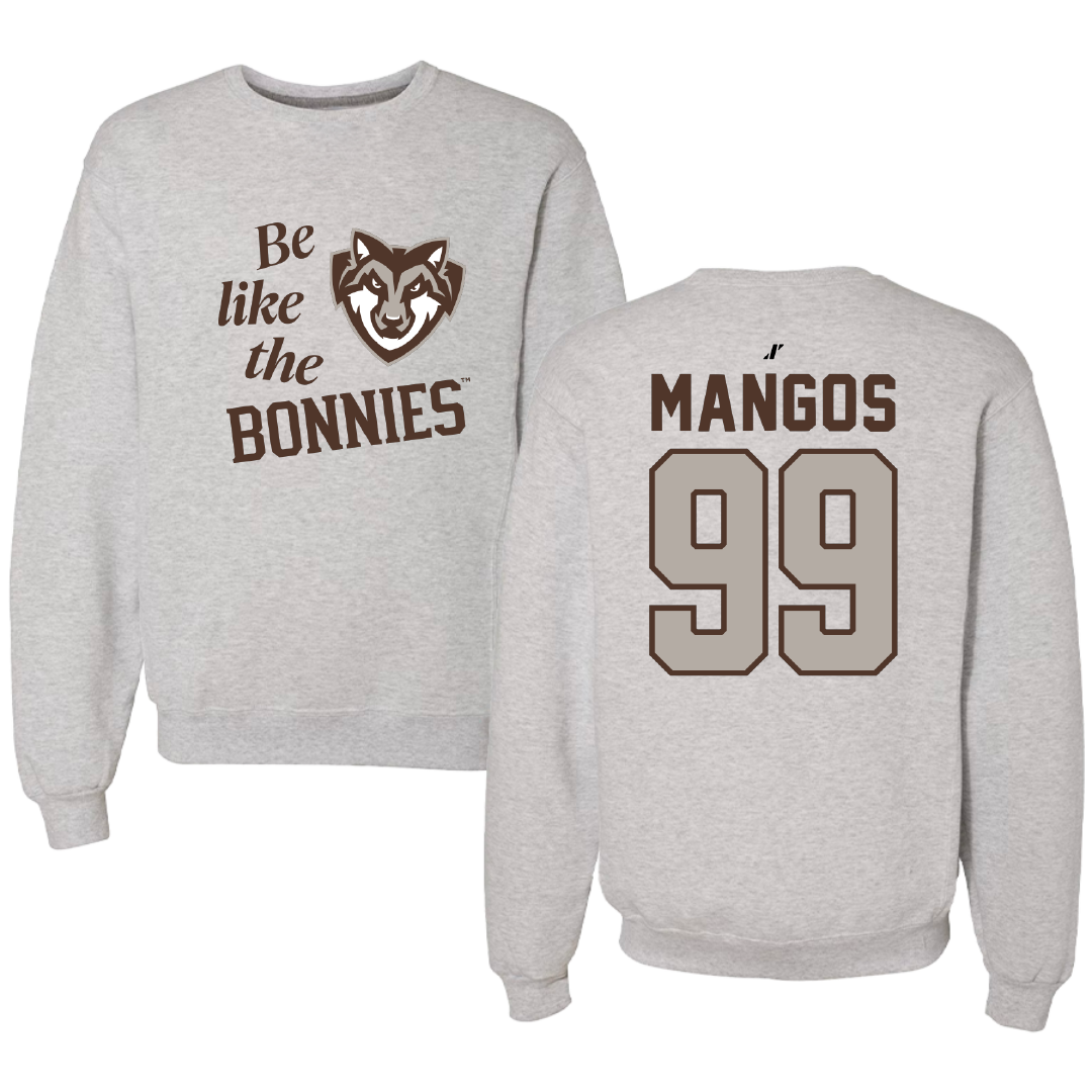 St. Bonaventure University Softball Light Gray Be Like Us Crewneck - #99 Reagan Mangos