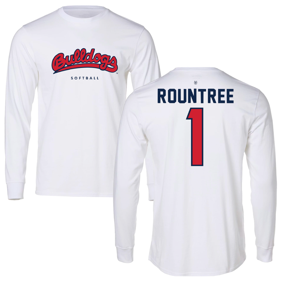 Fresno State University Softball White Long Sleeve - #1 Nadia Rountree