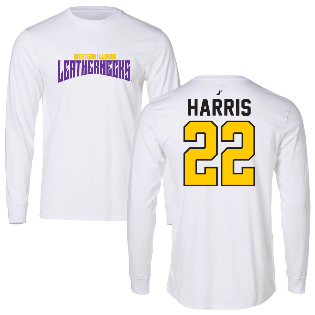 Western Illinois University Soccer White Classic Long Sleeve - #22 Bruce Harris
