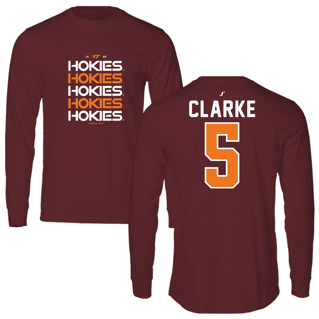 Virginia Tech Football Maroon General Long Sleeve - #5 Joshua Clarke