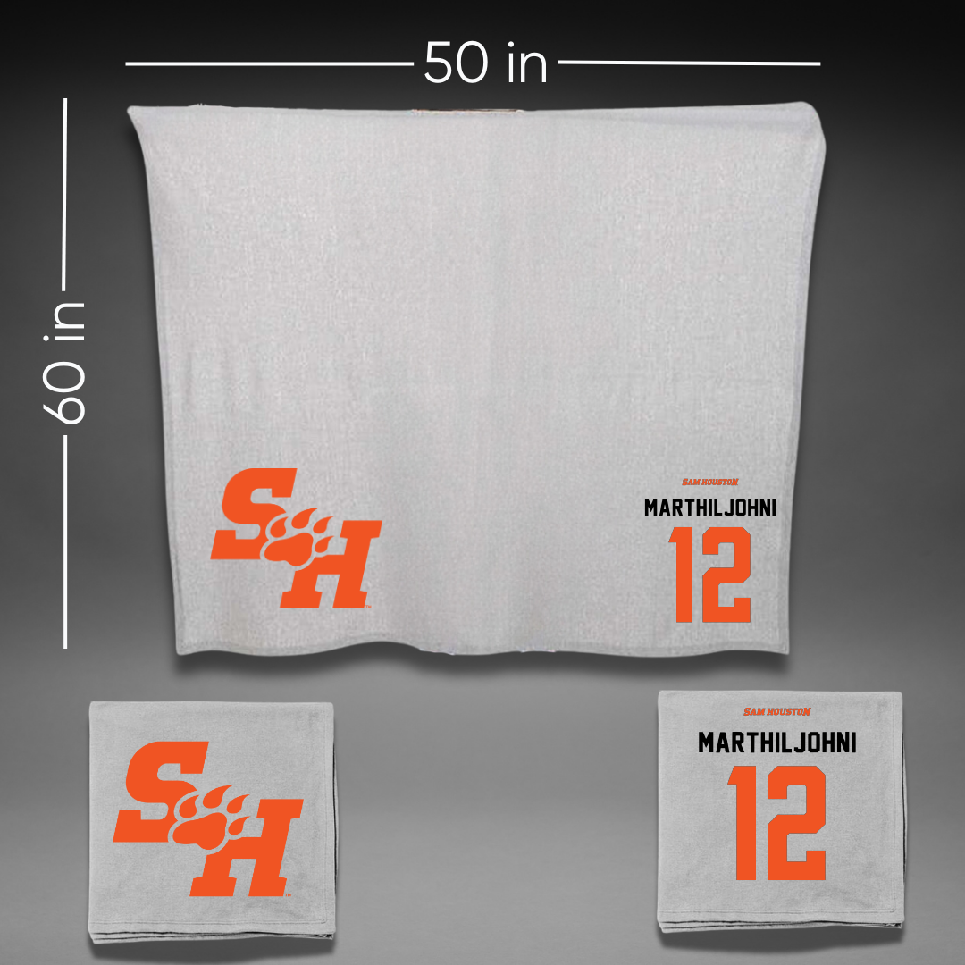 Sam Houston State University Baseball Gray Blanket - #12 Ty Marthiljohni