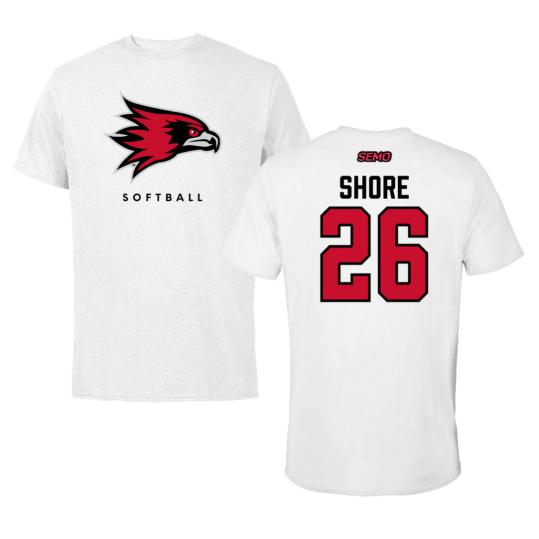 Southeast Missouri State University Softball White Performance Tee - #26 Aubrie Shore