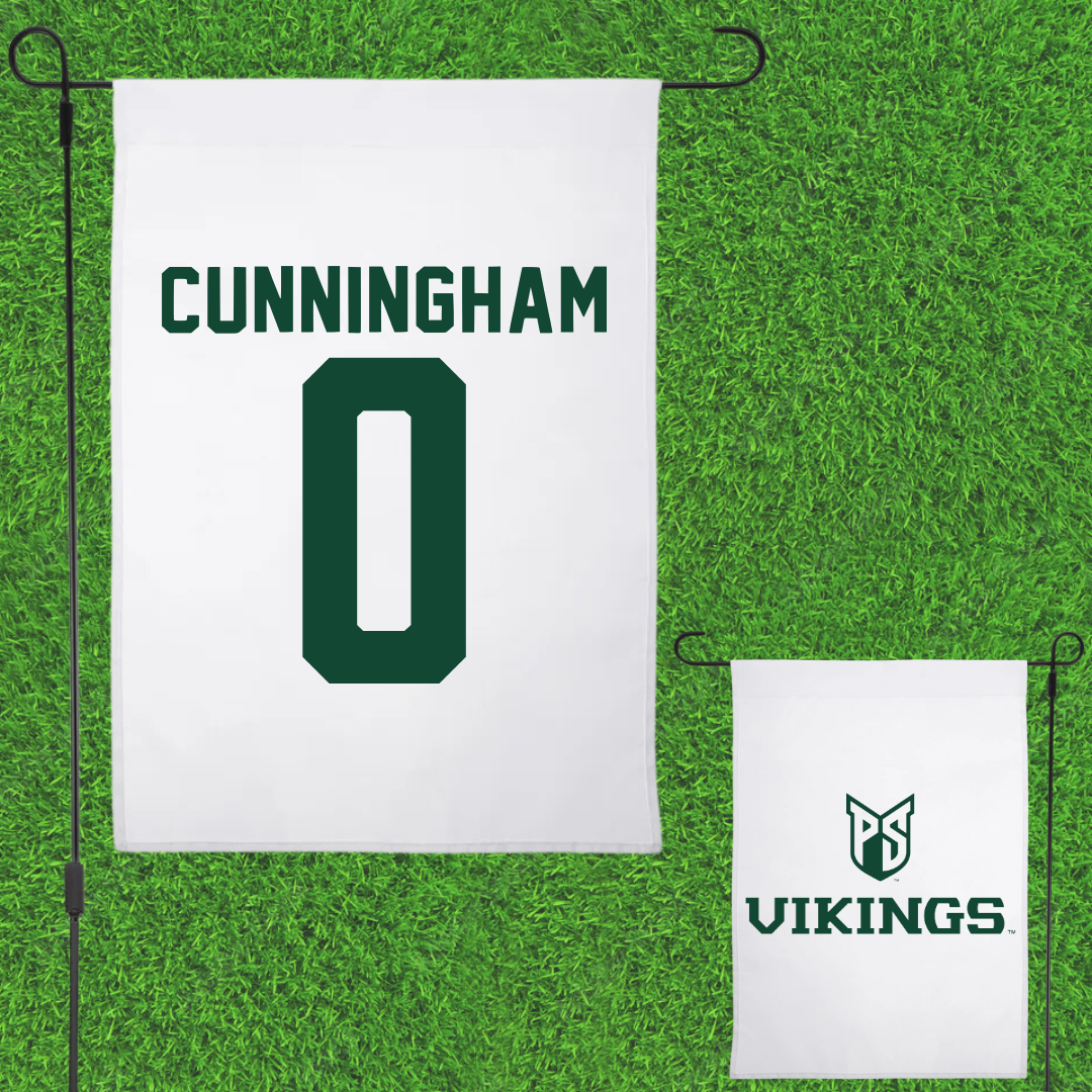 Portland State University Soccer White Garden Flag - #0 Natalie Cunningham