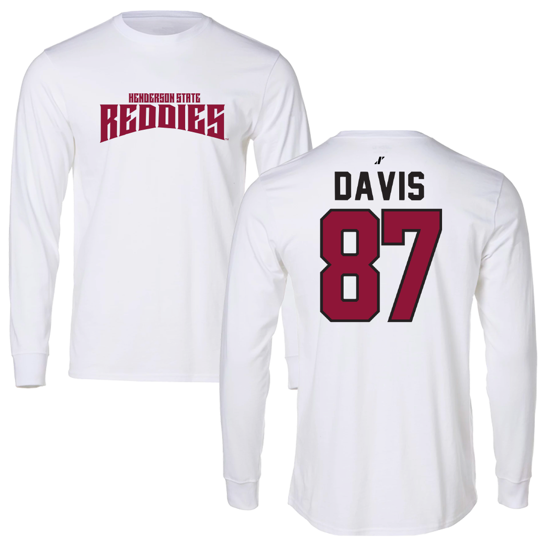 Henderson State University Football White Classic Performance Long Sleeve - #87 Cayden Davis