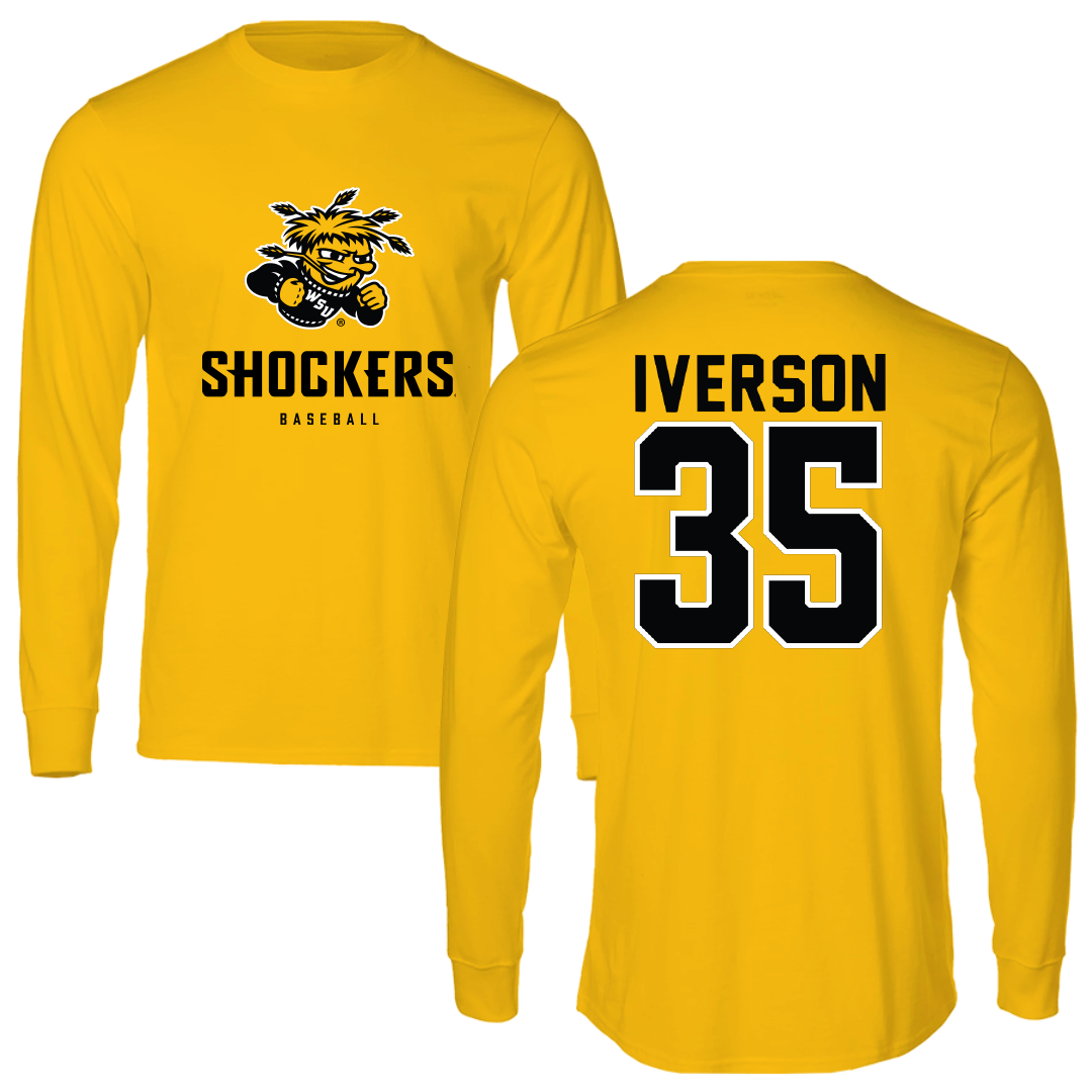 Wichita State University Baseball Gold Long Sleeve - #35 Drew Iverson