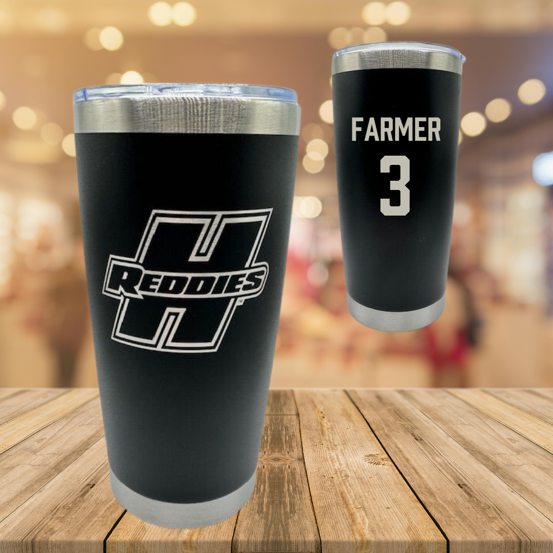 Henderson State University Basketball Black Stainless Steel Tumbler - #3 Chase Farmer