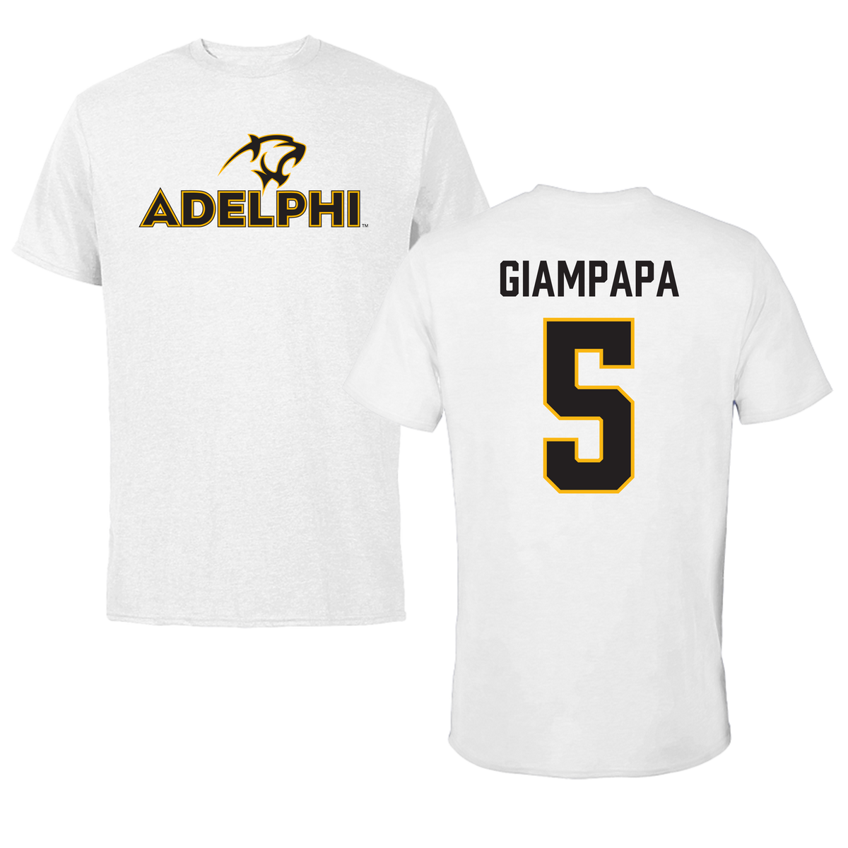 Adelphi University Bowling White Tee - #5 Giana Giampapa