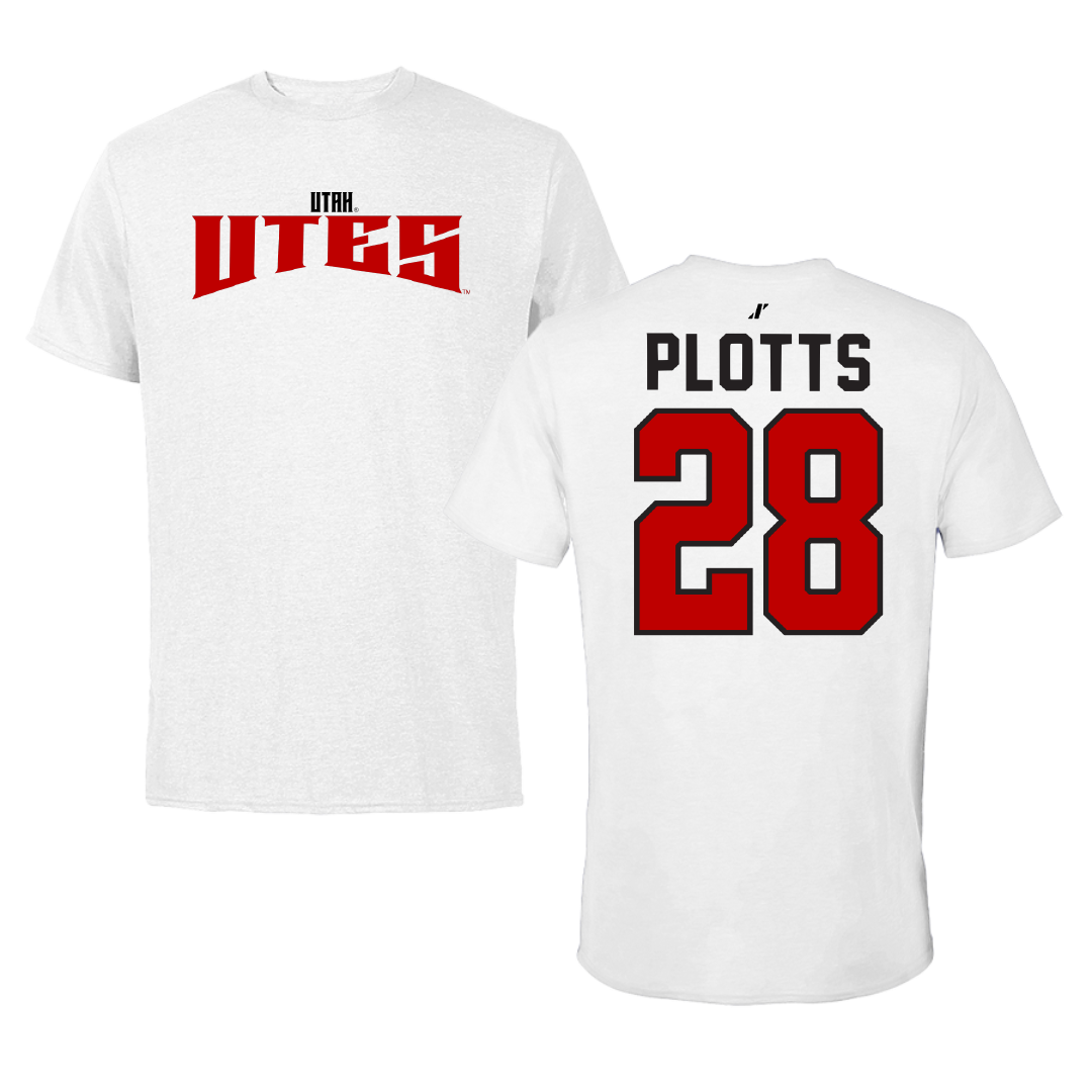 University of Utah Lacrosse White Classic Tee - #28 Colby Plotts