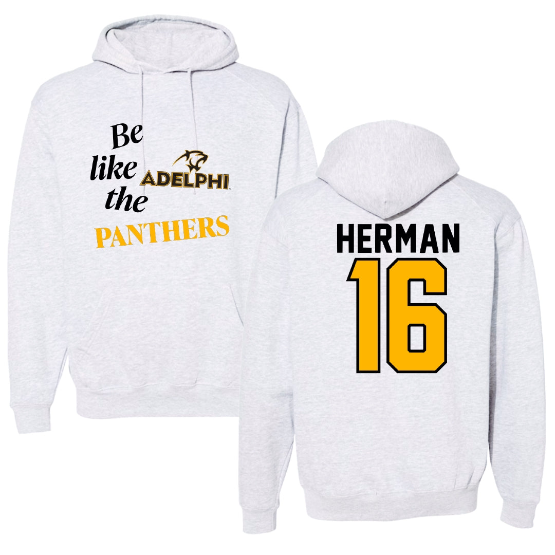 Adelphi University Soccer Light Gray Be Like Us Hoodie - #16 Ryan Herman