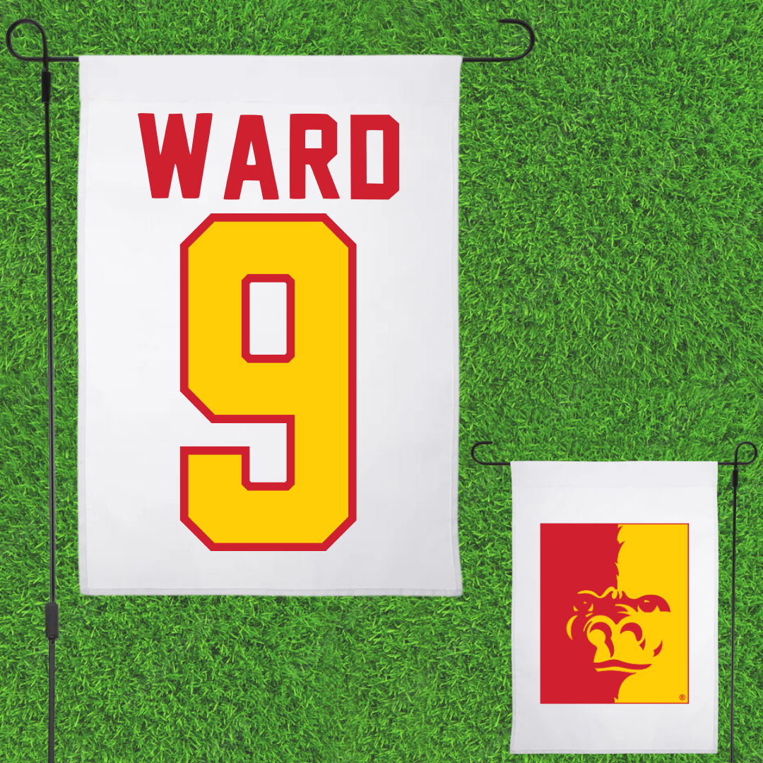 Pittsburg State University Soccer White Garden Flag - #9 Chloe Ward