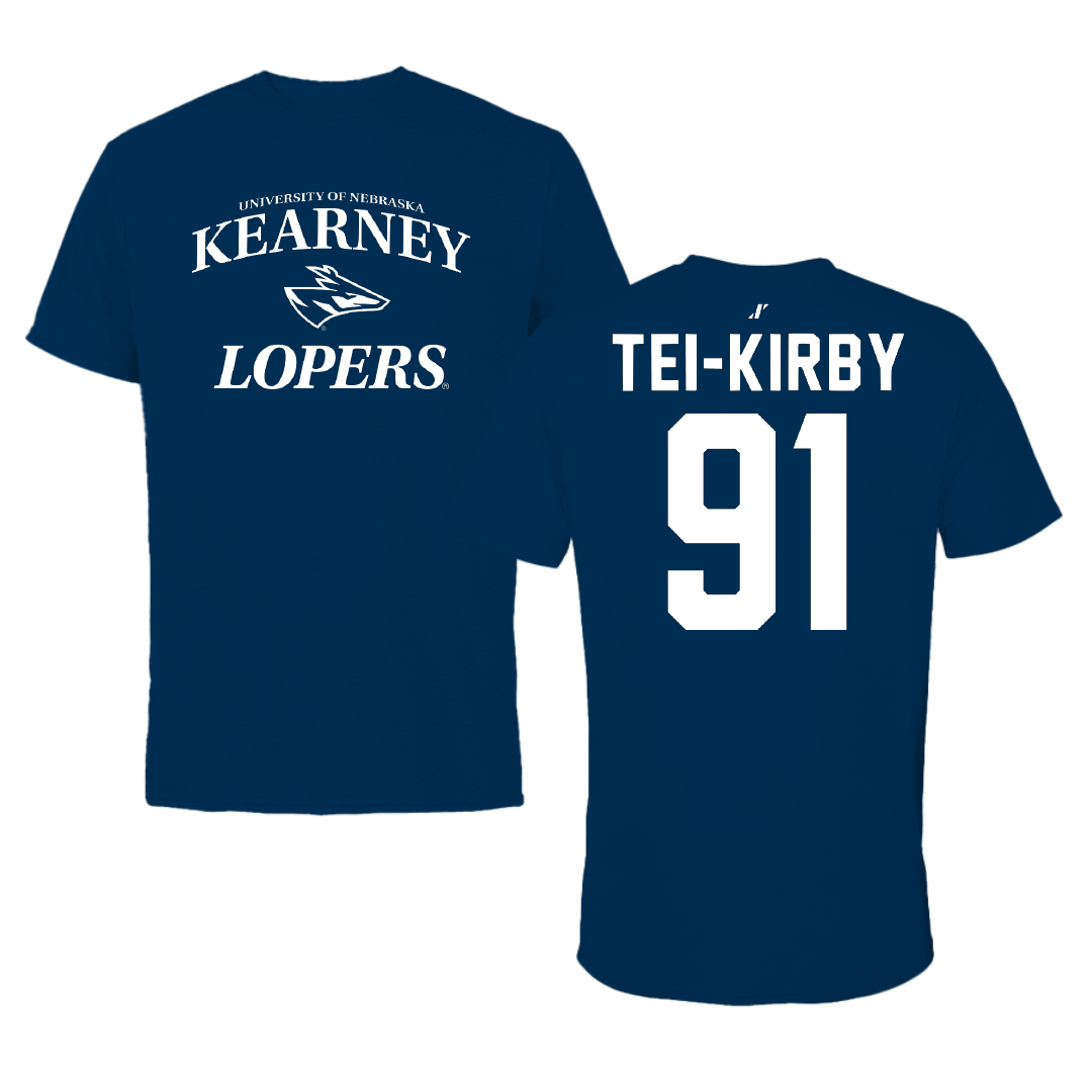 University of Nebraska at Kearney Football Navy General Performance Tee - #91 Wayne Tei-Kirby
