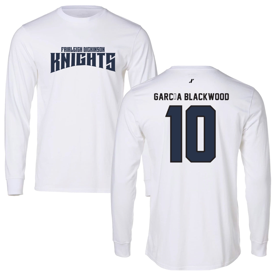 Fairleigh Dickinson University-Metropolitan Campus Basketball White Classic Performance Long Sleeve - #10 Dominique García Blackwood