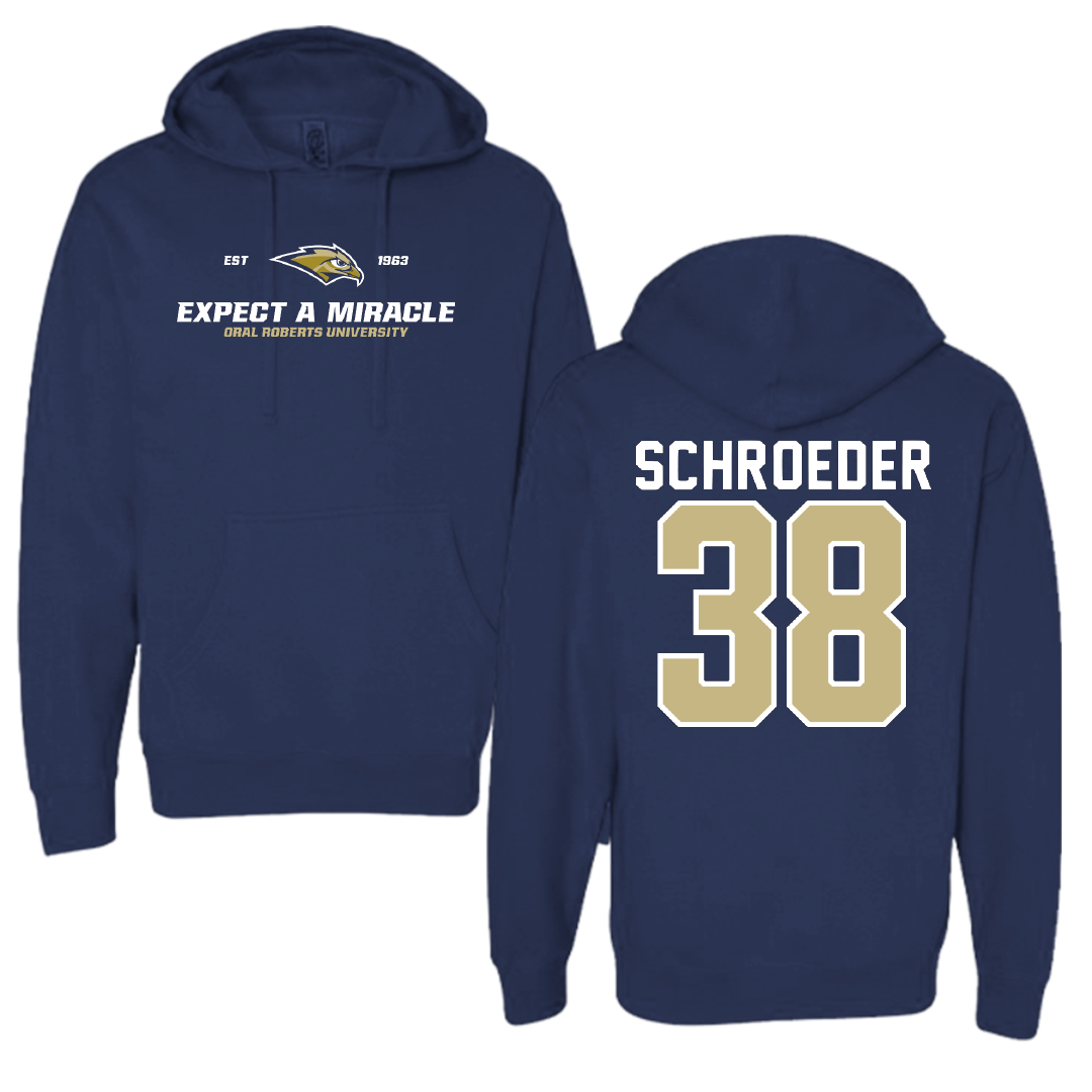 Oral Roberts University Baseball Navy General Hoodie - #38 Riley Schroeder