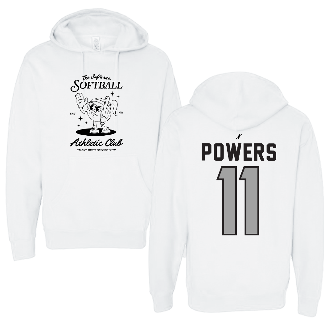 Softball White Influxer Athletic Club Hoodie - #11 Kate Powers