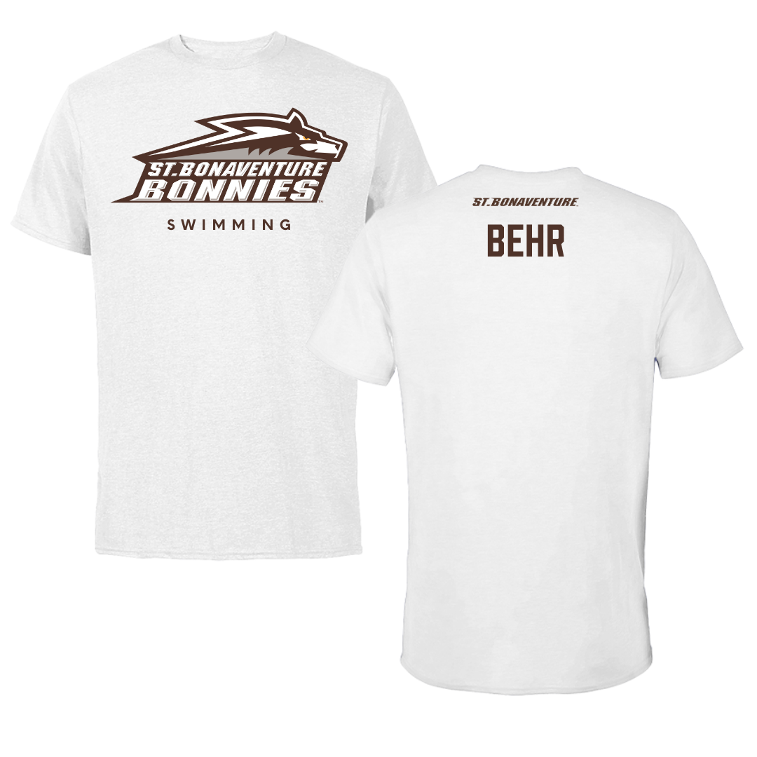 St. Bonaventure University Swimming & Diving White Performance Tee - Alexander Behr