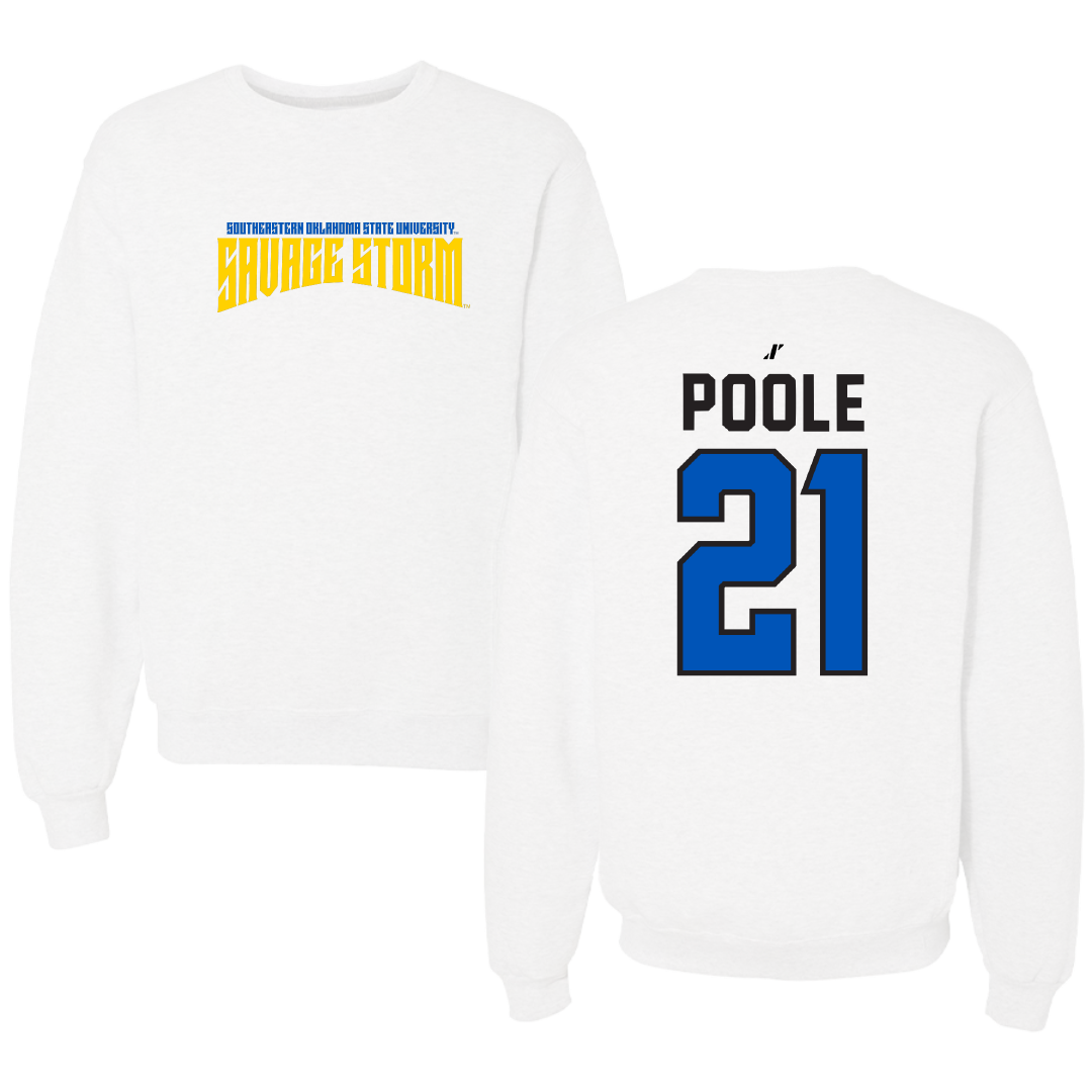 Southeastern Oklahoma State University Baseball White Classic Crewneck - #21 Payton Poole