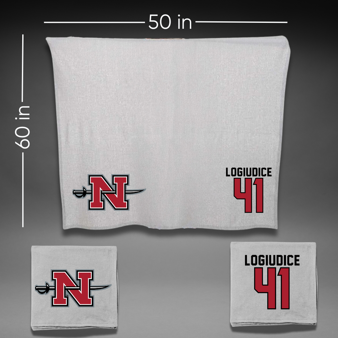 Nicholls State University Football Gray Blanket - #41 Dominic LoGiudice