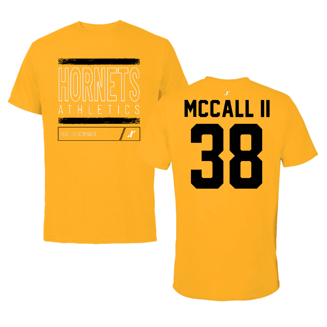 Alabama State University Football Gold Dominate Tee - #38 Stewart McCall II