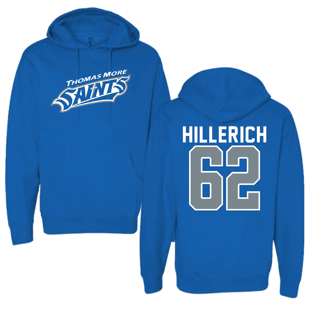 Thomas More University Football Blue Hoodie - #62 Kyle Hillerich