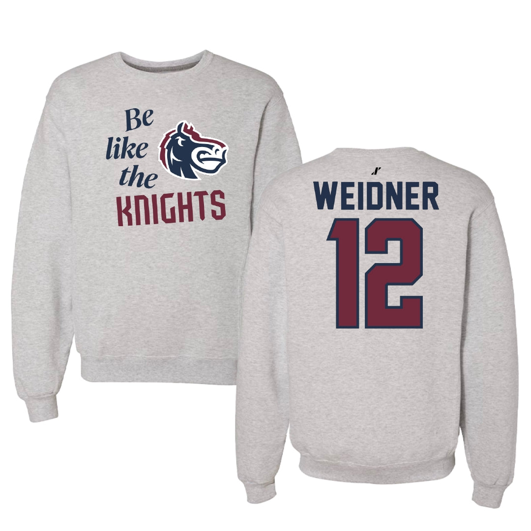 Fairleigh Dickinson University-Metropolitan Campus Lacrosse Light Gray Be Like Us Crewneck - #12 Addie Weidner