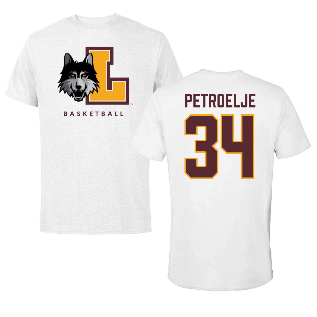 Loyola University-Chicago Basketball White Tee - #34 Maddie Petroelje