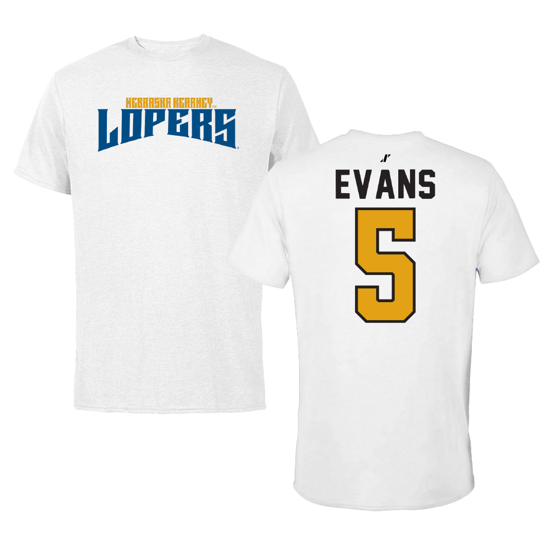 University of Nebraska at Kearney Basketball White Classic Tee - #5 Sean Evans