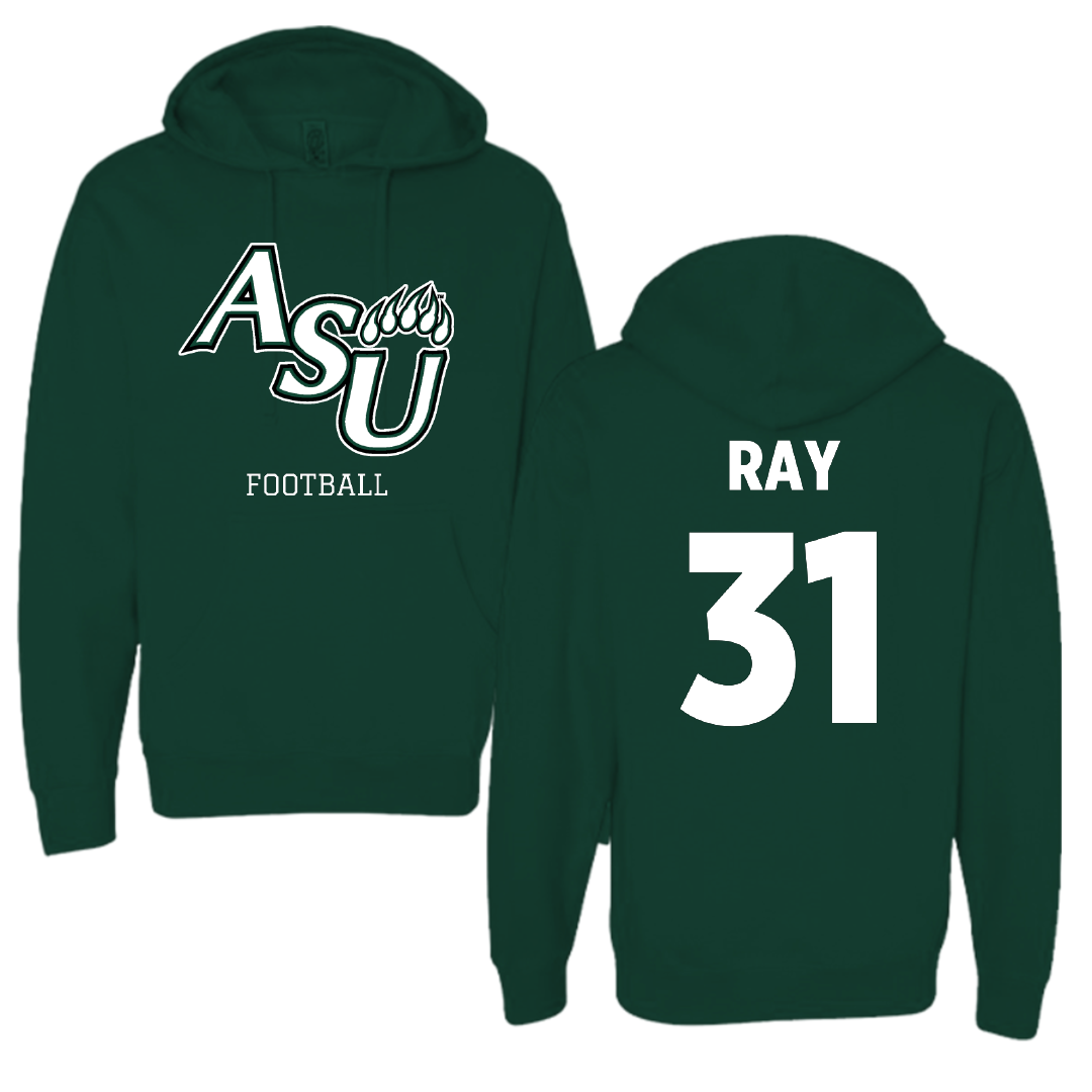 Adams State University Football Forest Green Block Hoodie - #31 Zach Ray