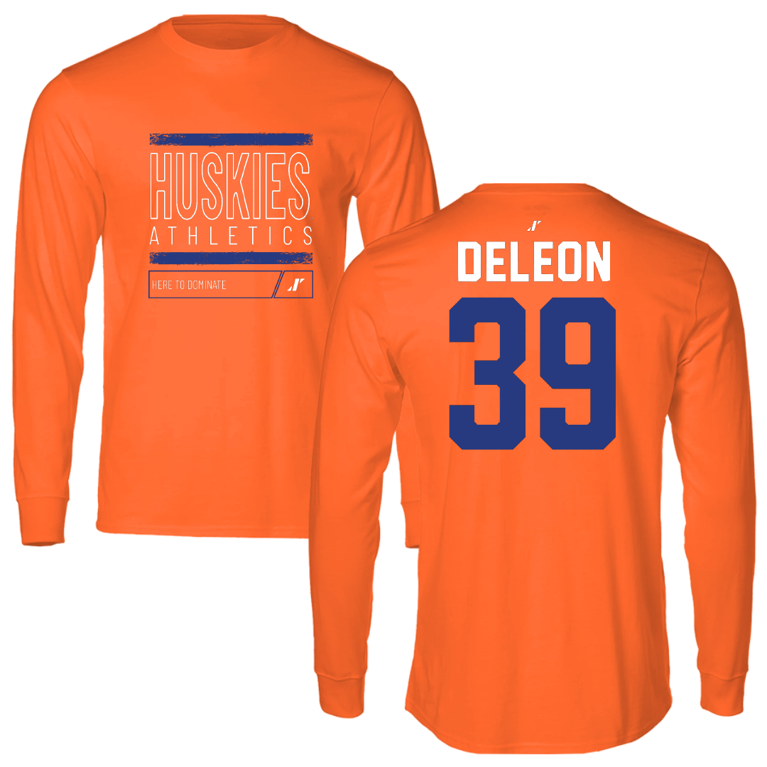 Houston Christian University Baseball Orange Dominate Long Sleeve - #39 Aidan DeLeon