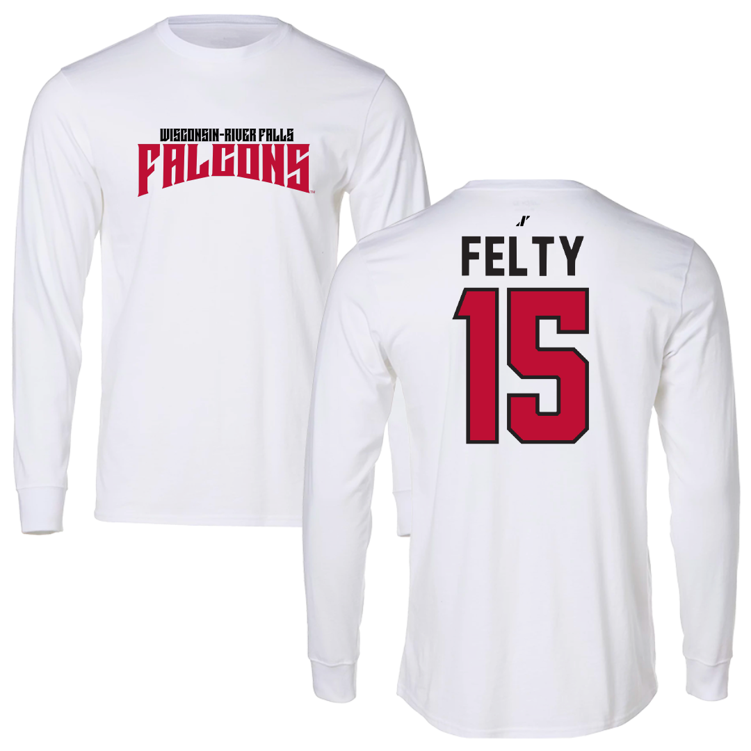 University of Wisconsin-River Falls Soccer White Classic Performance Long Sleeve - #15 Elizabeth Felty