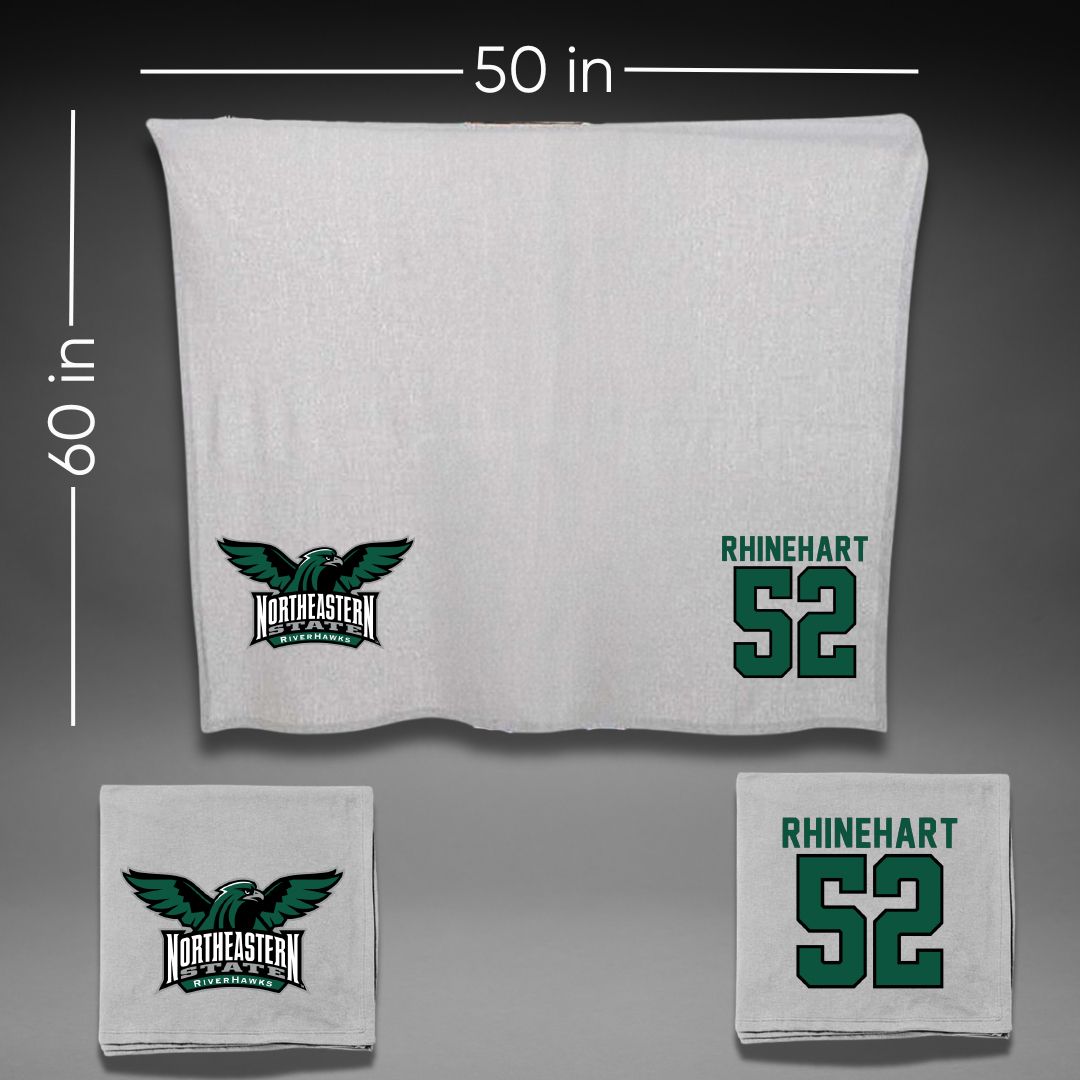 Northeastern State University Football Gray Blanket - #52 Travon Rhinehart