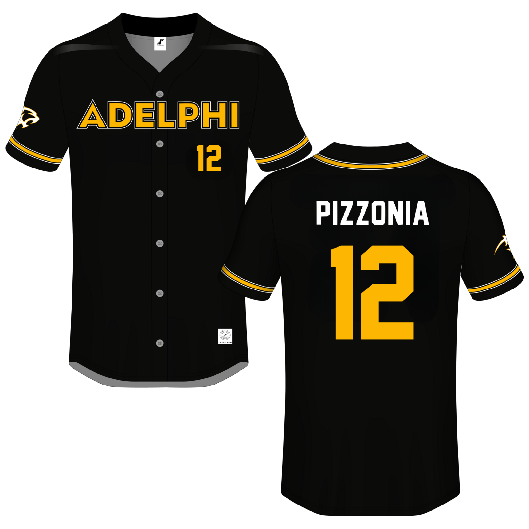 Adelphi University Black Button-Down Jersey - #12 Greyson Pizzonia