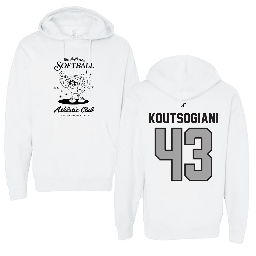 Softball White Influxer Athletic Club Hoodie - #43 Alaina Koutsogiani
