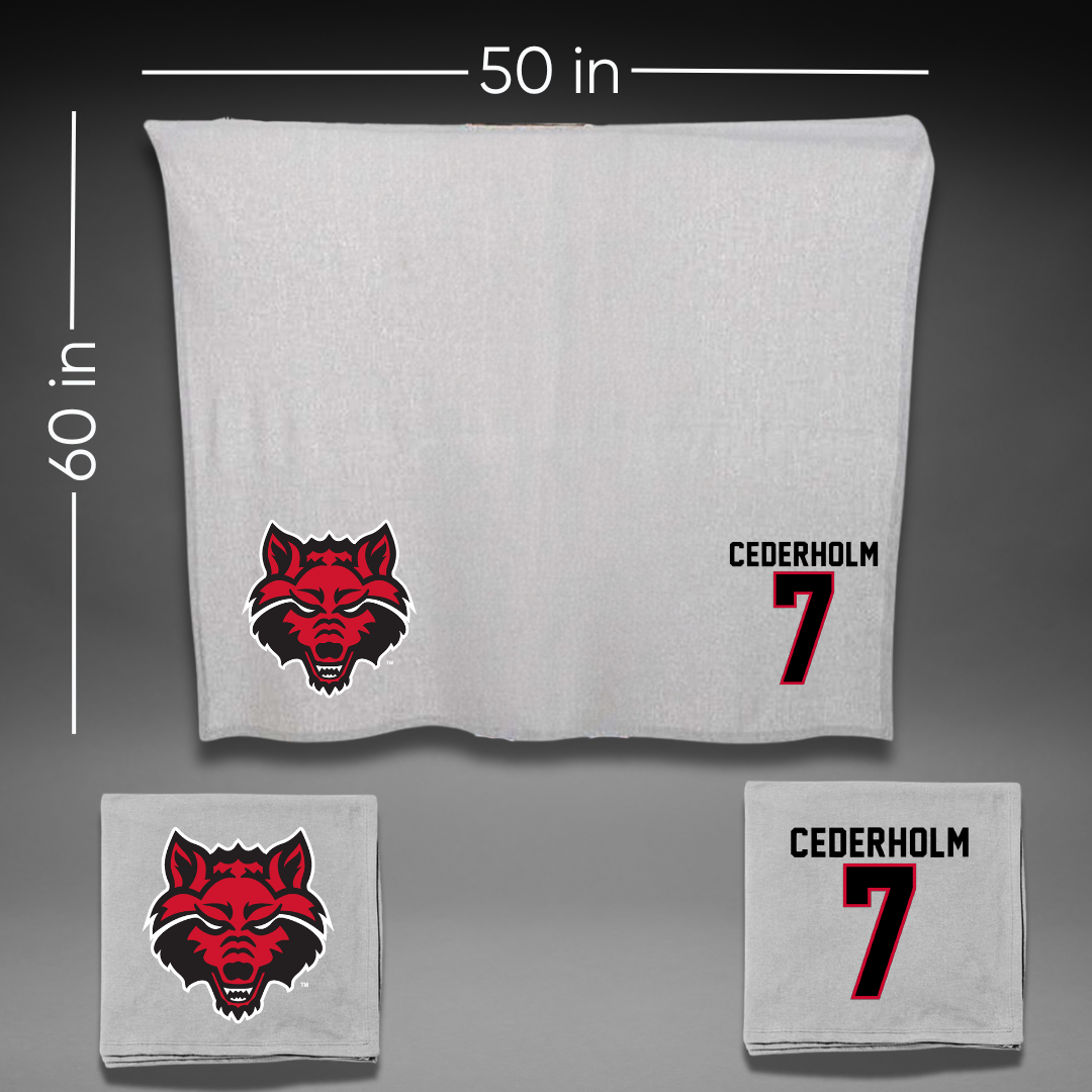 Arkansas State University Soccer Gray Blanket - #7 Tindra Cederholm
