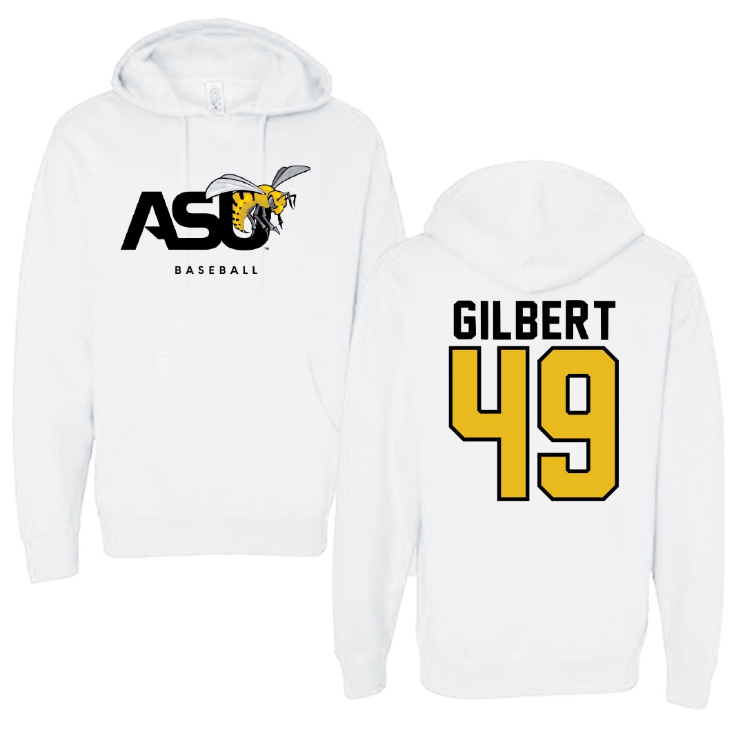 Alabama State University Baseball White ASU Hoodie - #49 Rocco Gilbert
