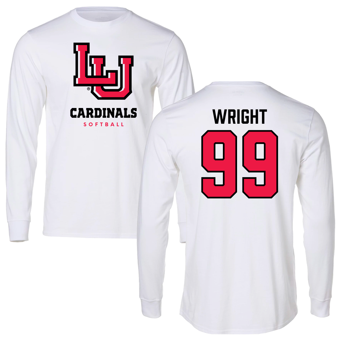 Lamar University Softball White Performance Long Sleeve - #99 Makenzie Wright