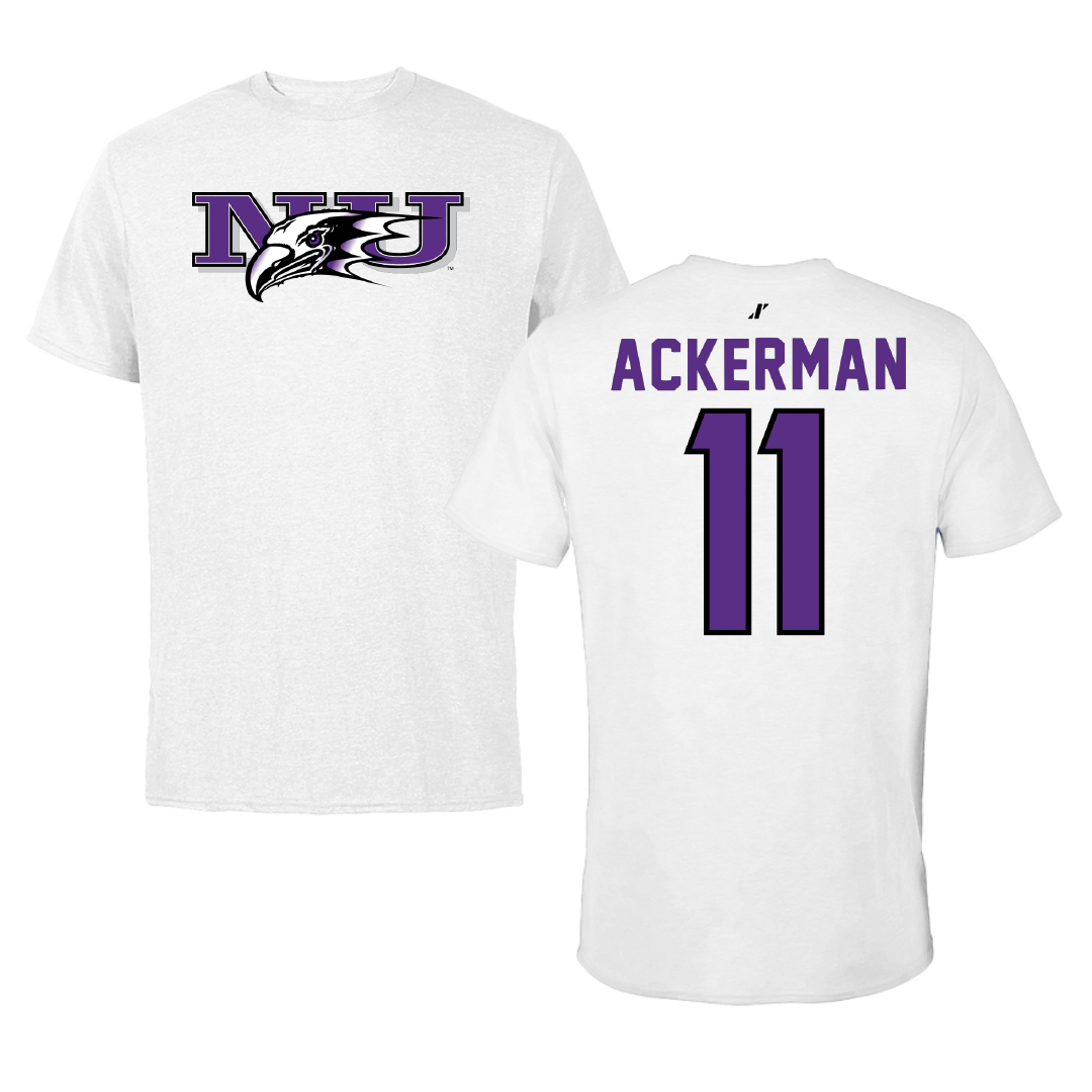 Niagara University Bowling White Performance Tee - #11 Kate Ackerman