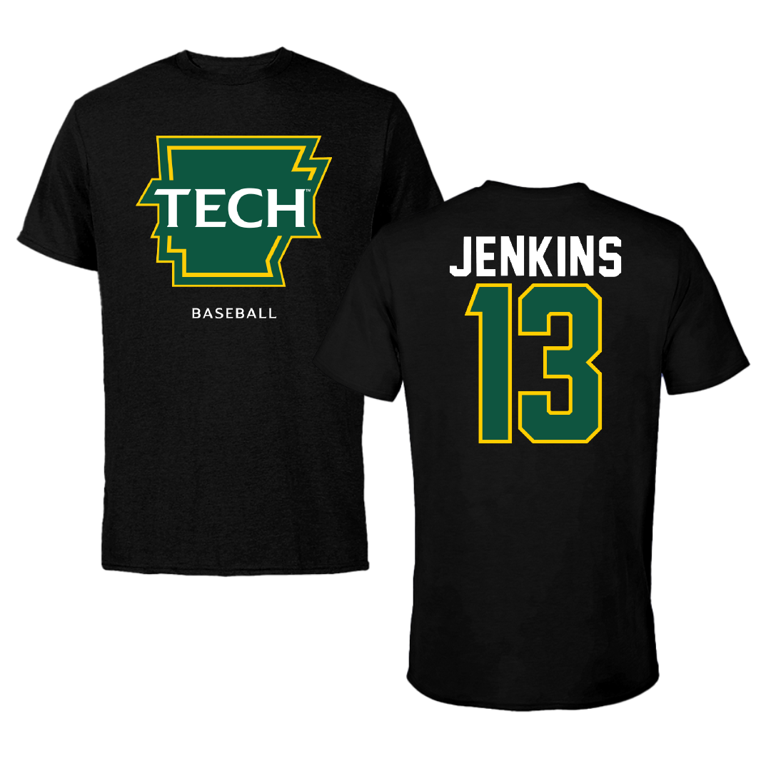 Arkansas Tech University Baseball Black Performance Tee - #13 Kirby Jenkins