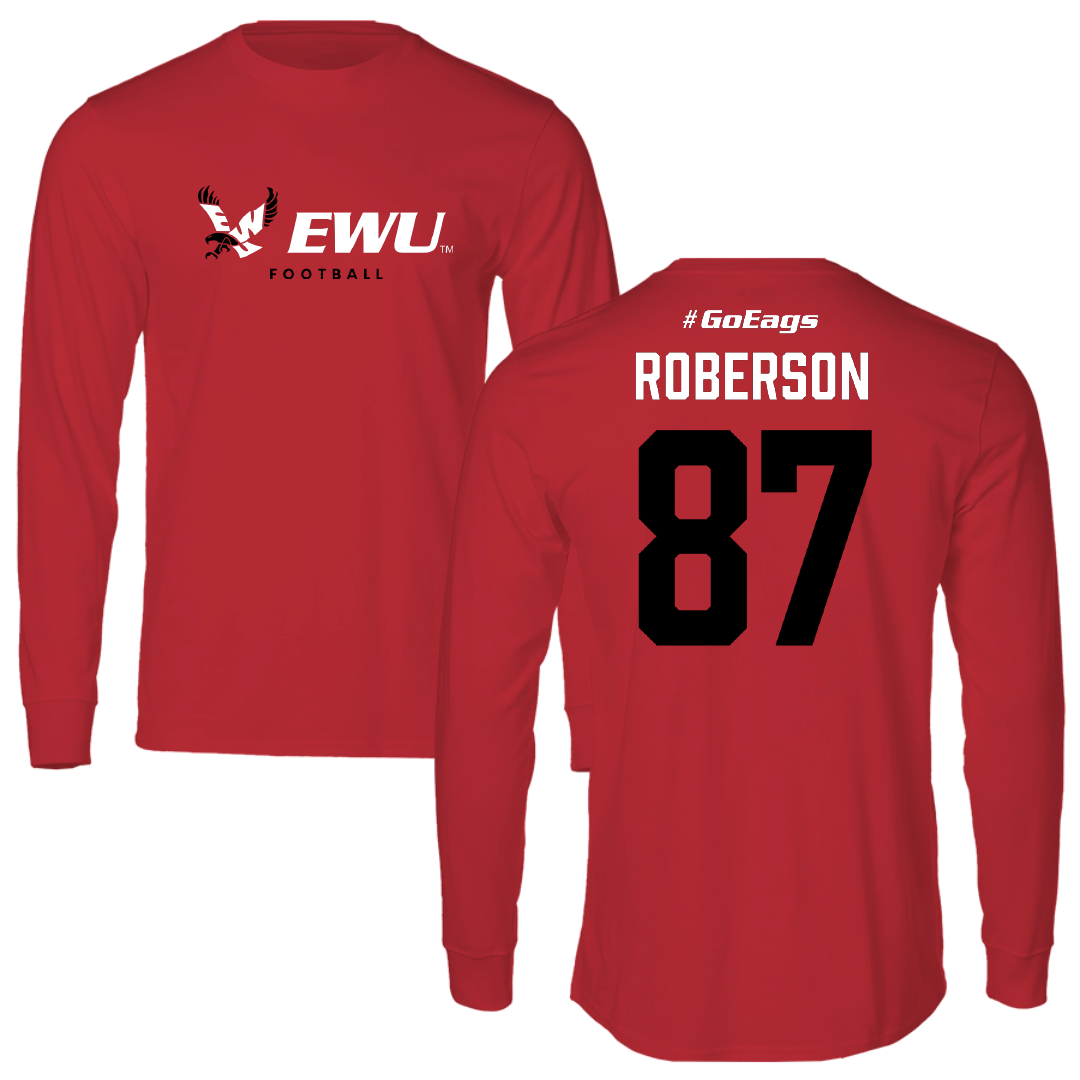 Eastern Washington University Football Red Performance Long Sleeve - #87 Malaki Roberson