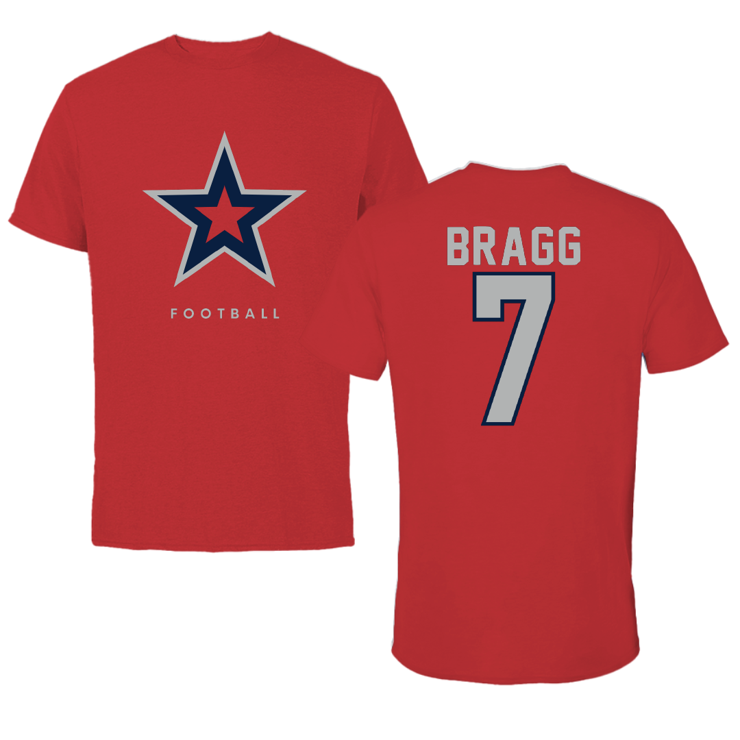 Robert Morris University Football Red Tee - #7 Knaheim Bragg