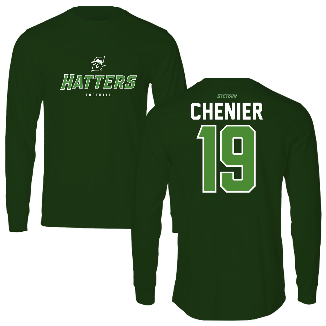 Stetson University Football Forest Green Performance Long Sleeve - #19 Gunner Chenier