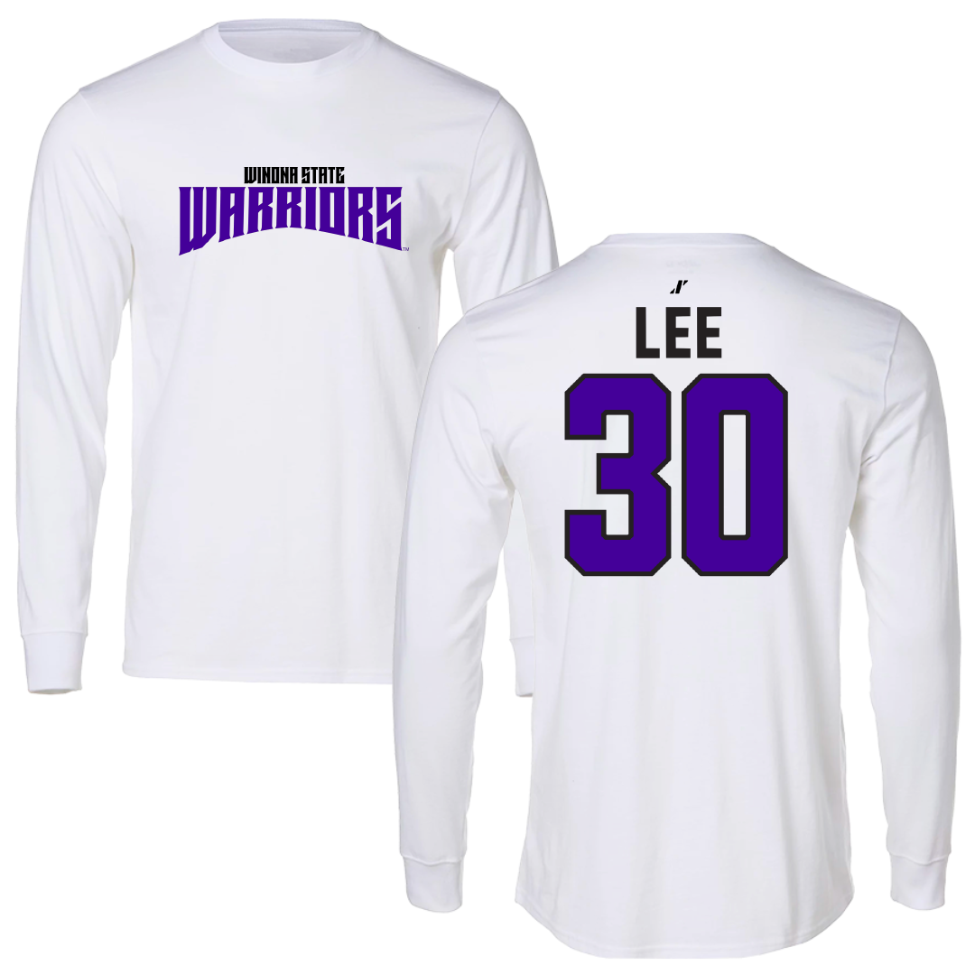 Winona State University Baseball White Classic Performance Long Sleeve - #30 Peyton Lee