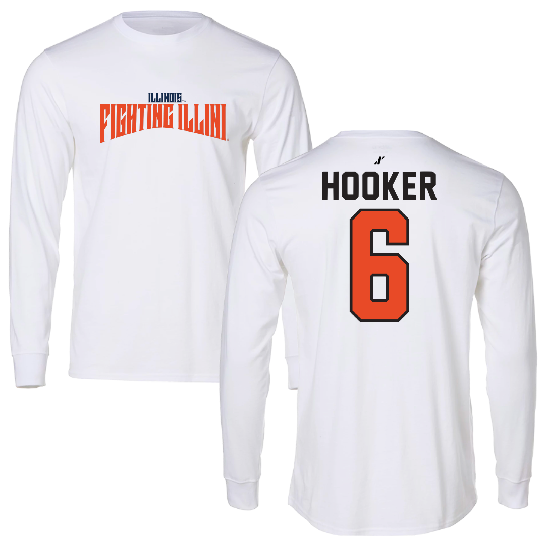 University of Illinois Softball White Classic Performance Long Sleeve - #6 Juliana Hooker