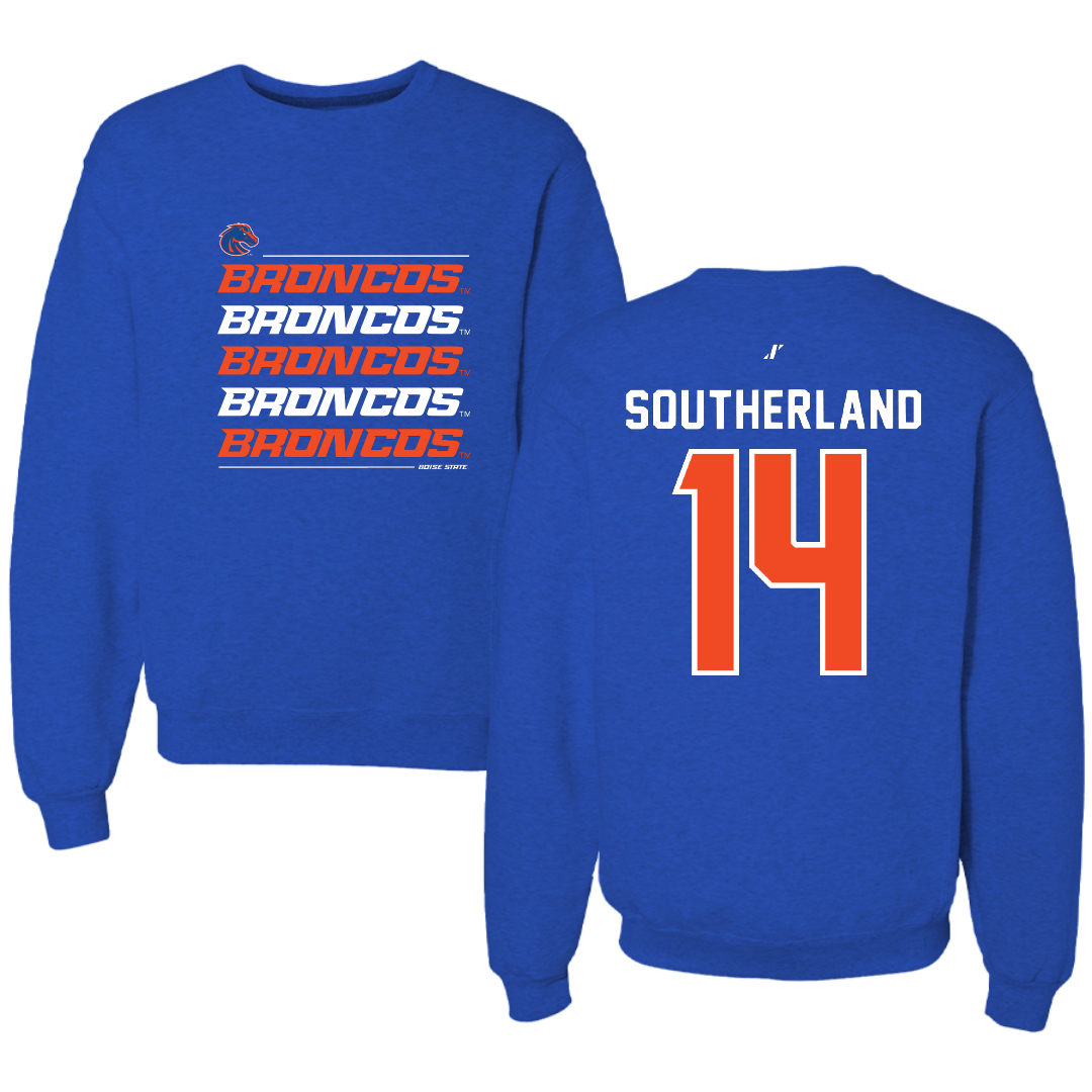 Boise State University Softball Blue General Crewneck - #14 Quinn Southerland